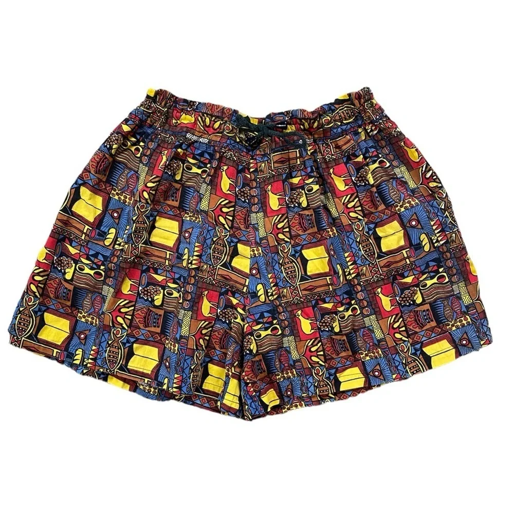 Vintage Live In Color 100% Cotton Baggy Abstract Bermuda Shorts